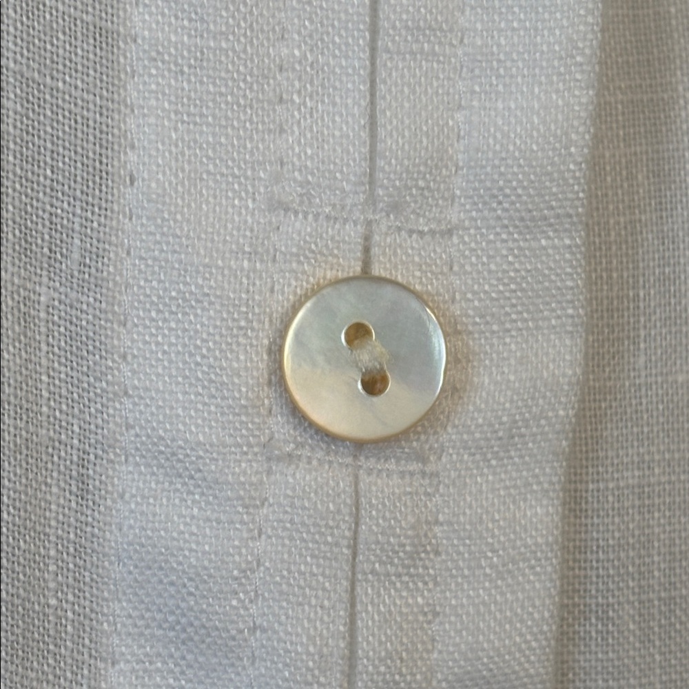 J. Jill Lightweight Long Sleeve White Button Down Linen Blouse L - Picture 4 of 7